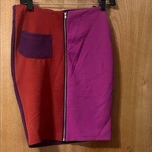 Chic Colorblock Pencil Skirt in Red and Purple